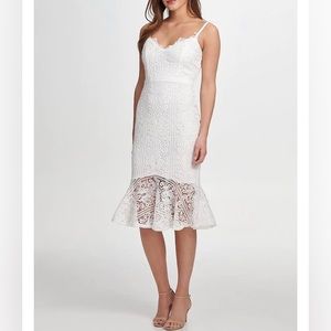 BRAND NEW WITH TAGS! Guess White Lace High Low Flounce Dress